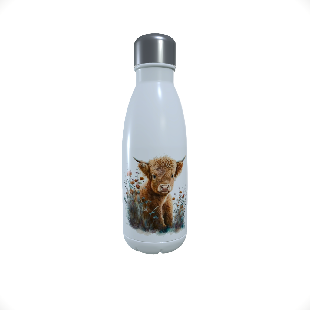 Highland Cow Drinks Bottle, Baby Highland Cow, Drinks Bottle